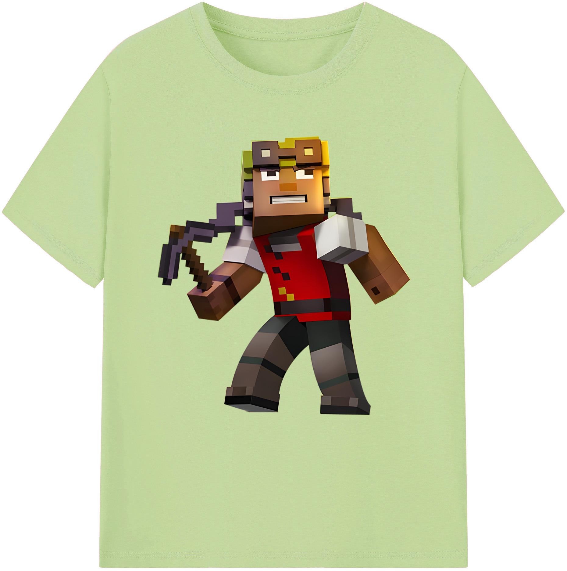 （画像用） マインクラフト ブロックの世界 Minecraft MC Block world 綿100％半袖Tシャツ（フロントプリント）